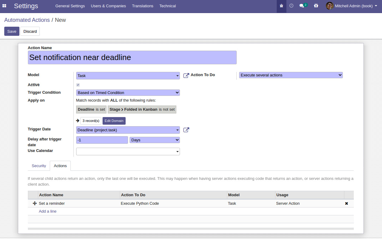 Figure 12.11 – Automated action form view
