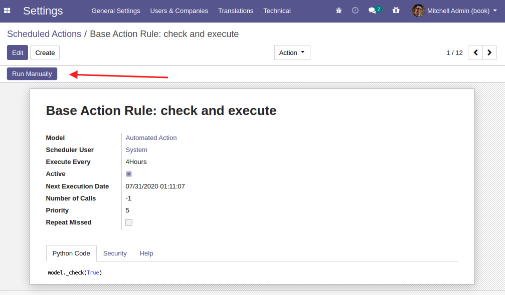 Figure 12.12 – Run automated action (for test)
