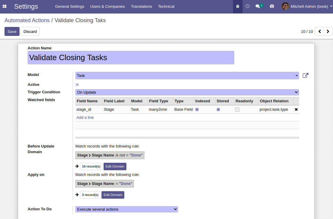 Figure 12.13 – Automated action form view
