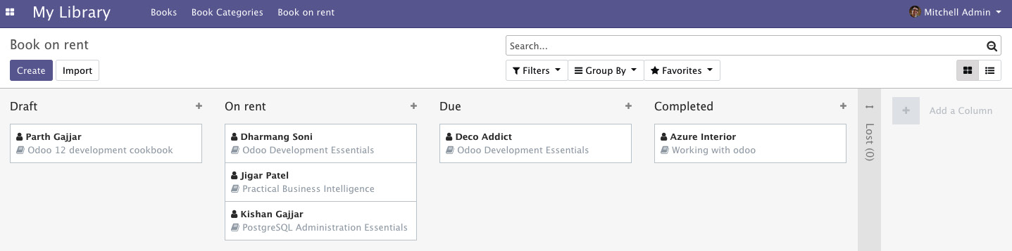 Figure 12.2 – Kanban view with groups by stage
