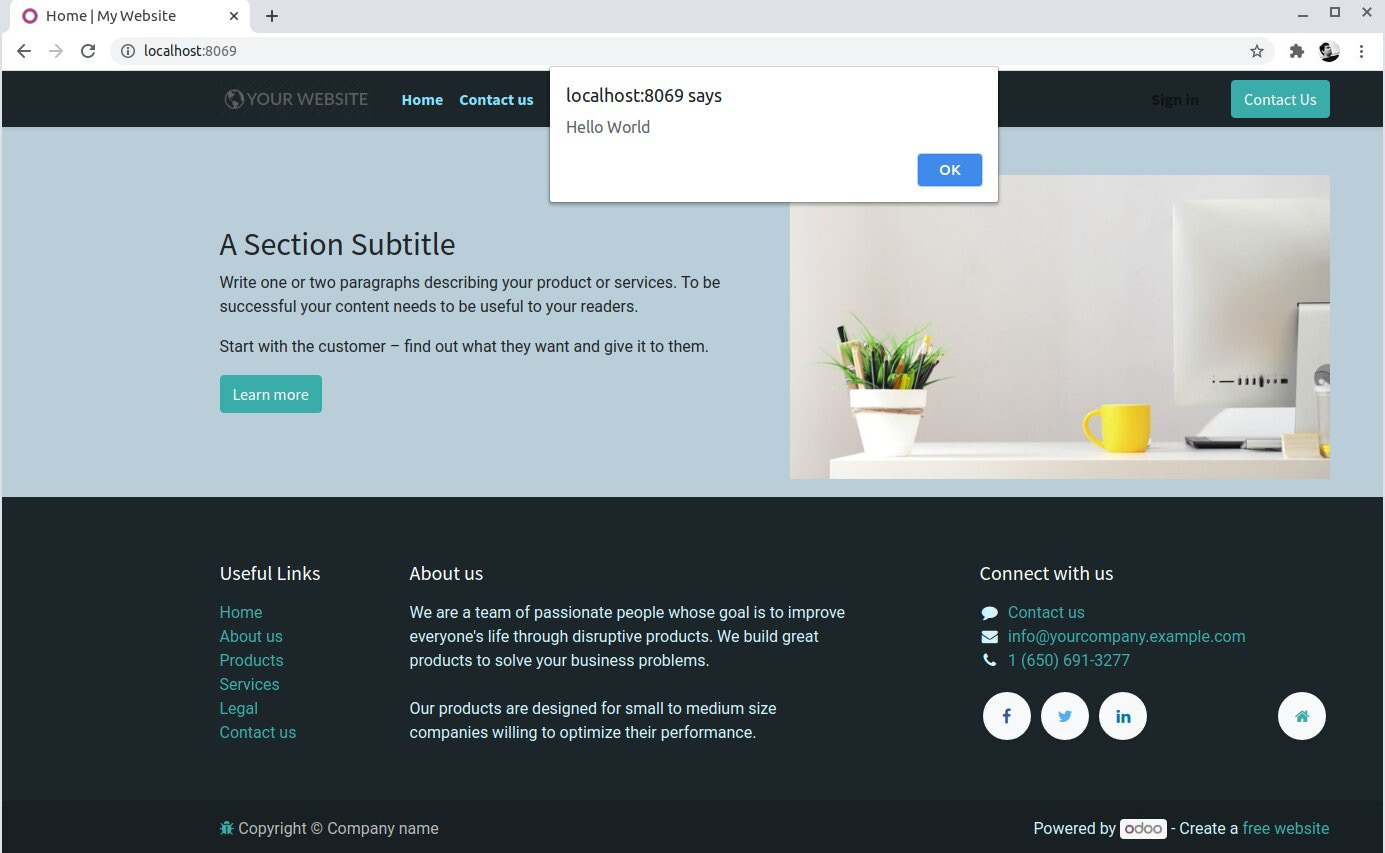 Figure 14.2 – Website page after adding custom CSS, SCSS, and JavaScript
