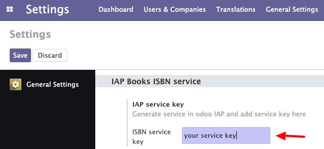 Figure 17.8 – Setting the service key in the configuration 
