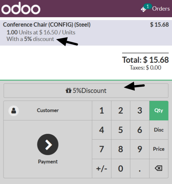 Figure 22.3 – Discount button
