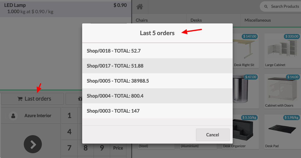 Figure 22.4 – Last five orders of a customer
