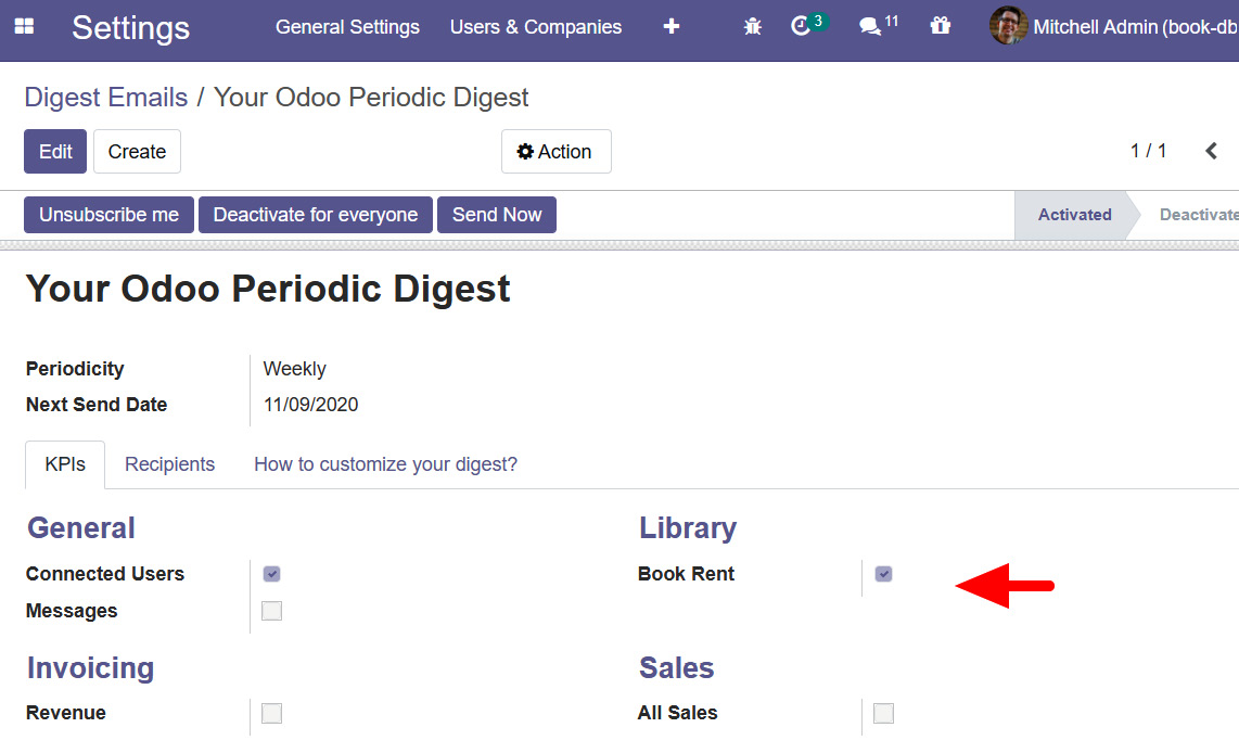 Figure 23.12 – Enabling the digest email for book rent data
