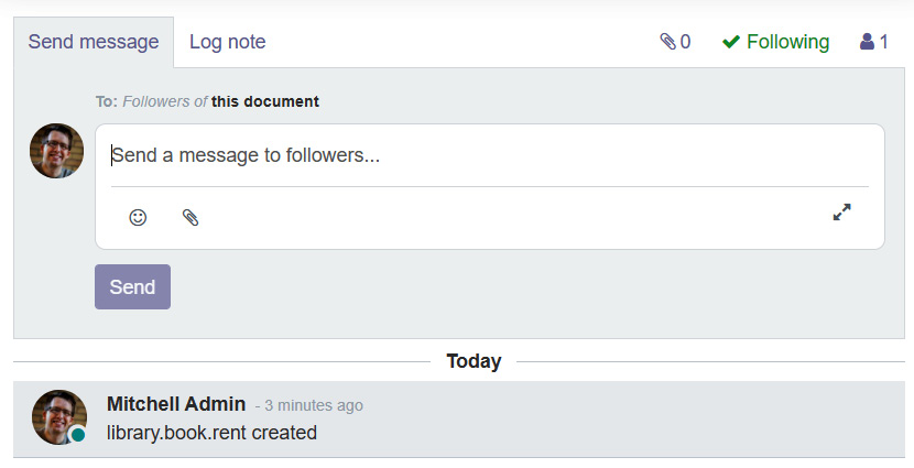 Figure 23.4 – Chatter on the rent form view
