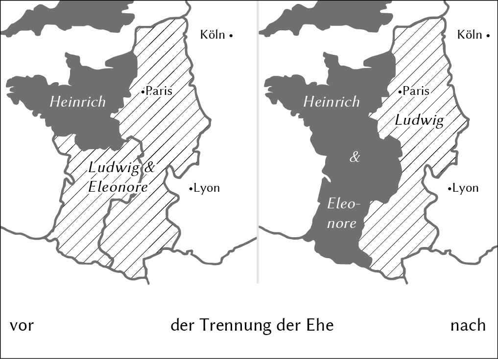 Geopolitische Karte, Veränderung durch Heirat von Heinrich und Eleonore