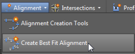 Snippet image of the drop-down list of Alignment with two options: Alignment Creation Tools and Create Best Fit Alignment. The cursor points the Create Best Fit Alignment option.