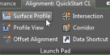 Snippet image of the Launch Pad panel on Align Quickstart CL tab displaying the highlighted Surface Profile button.