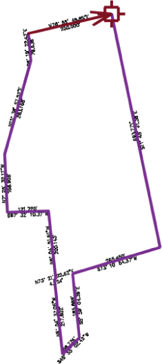 Diagram of a Mapcheck glyph. Two lines form a gap at the top of the glyph, closed by a rightward arrow pointing from one line to a marker at the tip of other line.