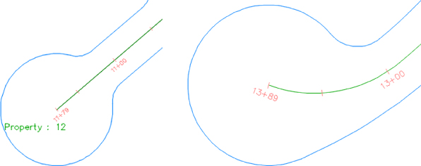 Two drawings of cul-de-sacs. On left, a narrow road with a circular end. On right, a curve road with a circular end.