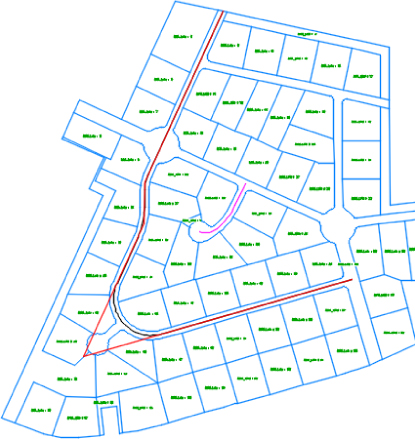 Illustration of a subdivision lot with the street layout in an angular form.