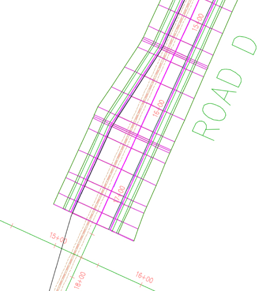 Plan view of the completed exercise labeled ROAD D.