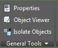 Cropped image of the General Tools panel displaying three options: Properties, Object Viewer, and Isolate Objects.