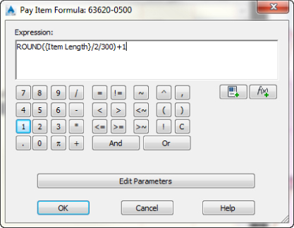 Screenshot of the QTO Manager in Panorama with 63620-0500 formula cell selected and a pop-up warning dialog box for Autodesk AutoCAD Civil 3D 2015 is displayed at the center.