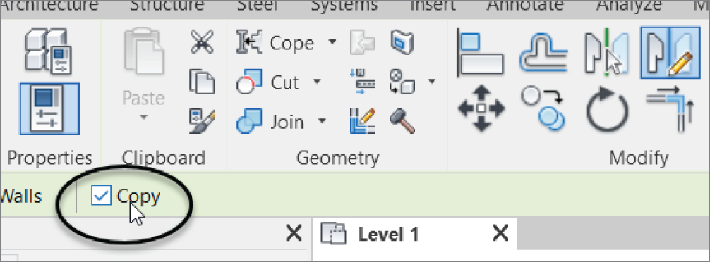 There are options you must choose for every command in Revit.