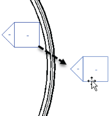 Symbols for elevation markers in the plan. If you need to move them, you must do so by picking a window. There are two items in an elevation marker.