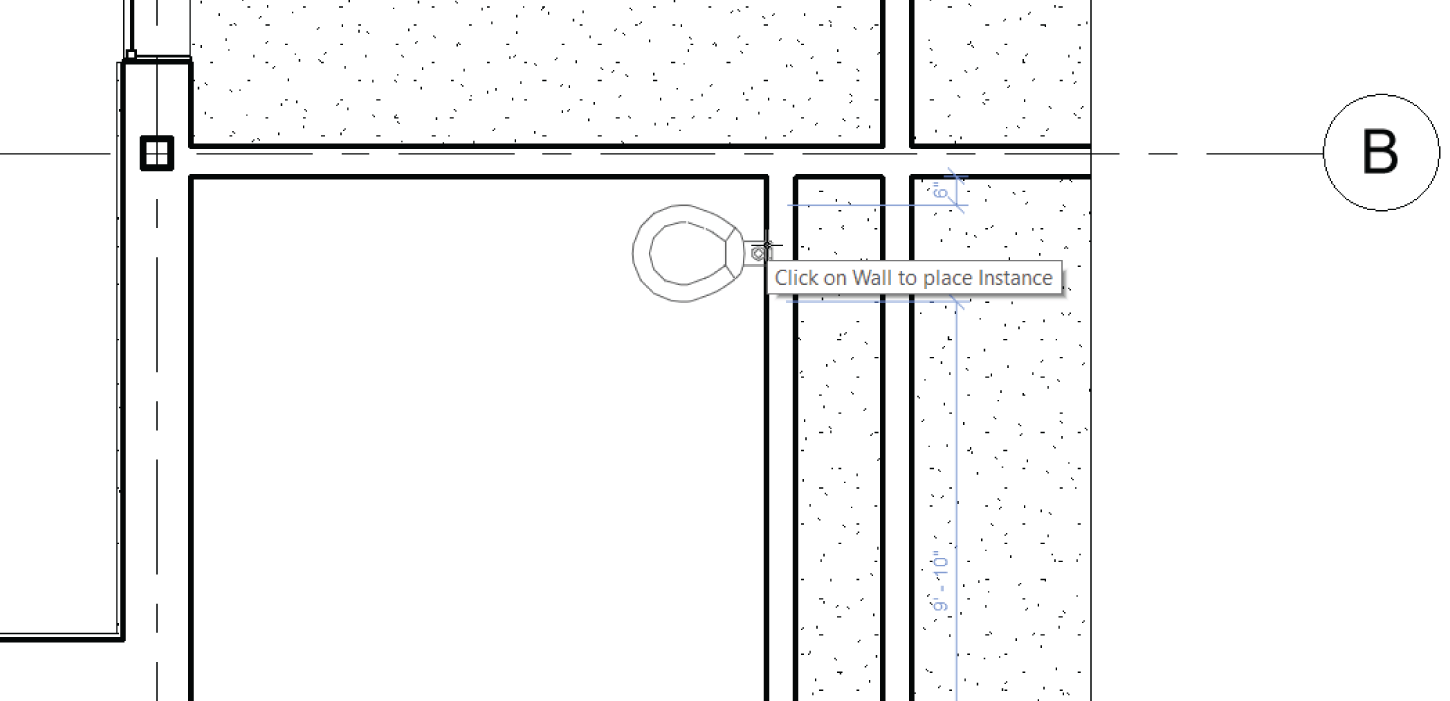 Placing the 15″ (380 mm) Seat Height toilet 6″ (150 mm) from the west wall, along the north wall