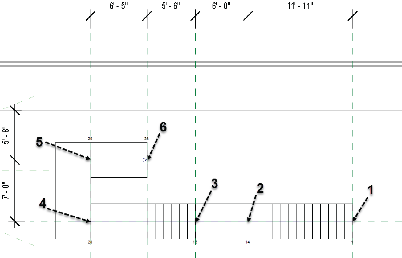 Picking the intersections of the reference planes to determine where the stairs will go