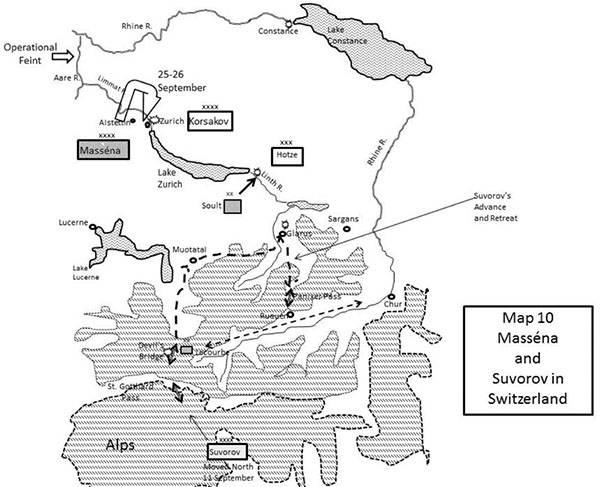 Map 10 Masséna and Suvorov in Switzerland