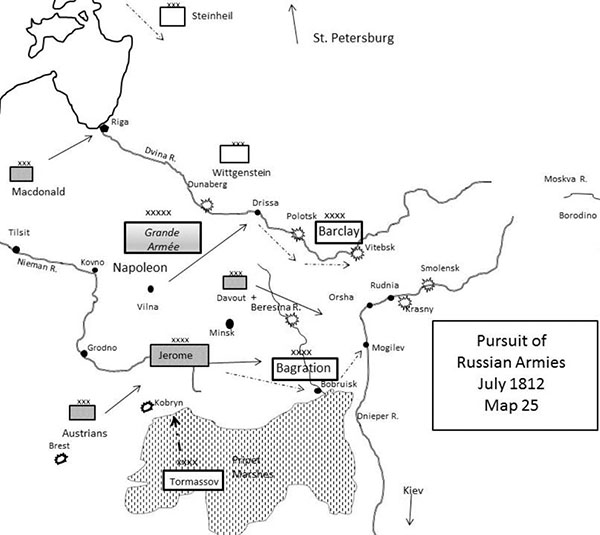 Map 25 Pursuit of Russian Armies July 1812