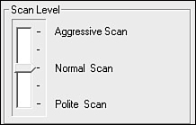 Screenshot of scan aggressiveness level in NSAudit.