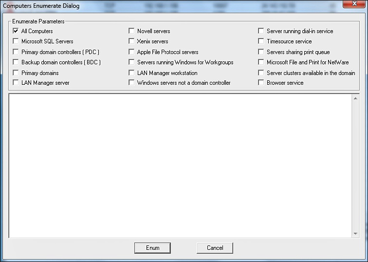 Screenshot of the NSAudit enumeration choices.