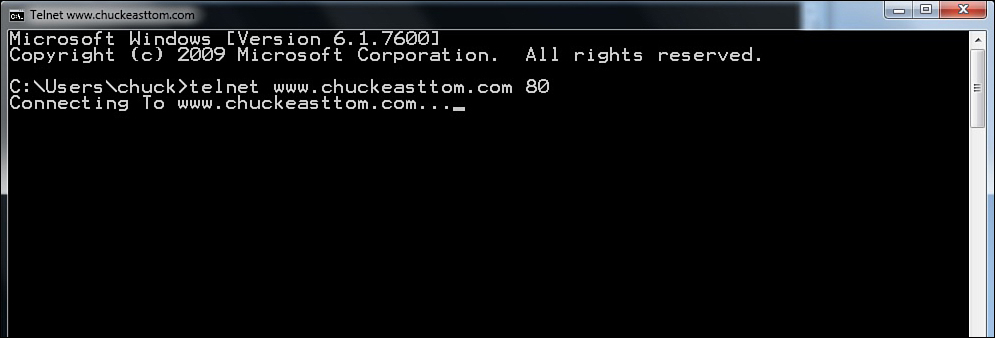 Screenshot of manual scanning using the telnet command.