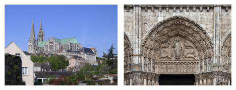 Chartres Cathedral is a place that communicates at more than one level: at a base level, it appeals to our animal nature: “here is shelter from the elements”; at a higher level, it communicates “place of worship”; at an even higher level, it tells stories about the Christian religion (images: Wikipedia)