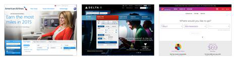 Three airline websites with slight structural differences that help set them apart; all three keep enough of the “airline” typology to avoid confusing users