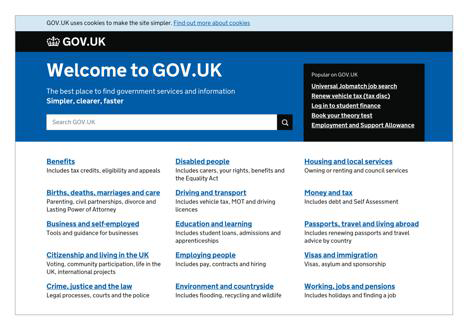 The contextual links on the GOV.UK home page are straightforward and meaningful