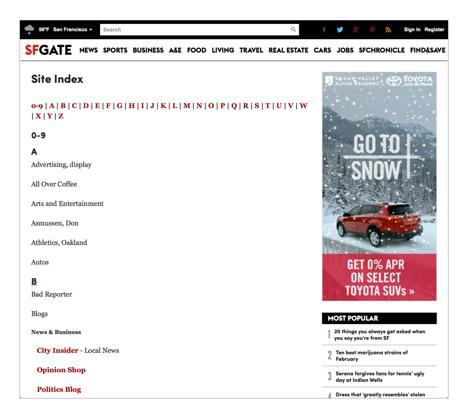 The SFGate site index