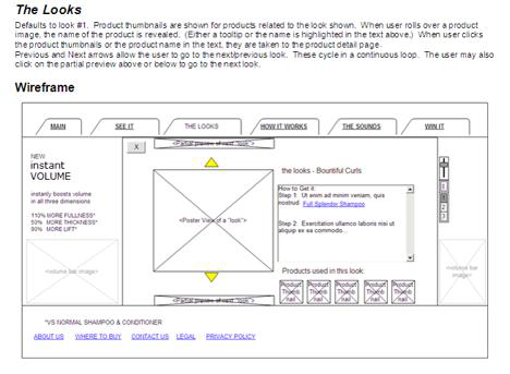 A low-fidelity wireframe; note that the focus is on layout of content and visual elements over content accuracy