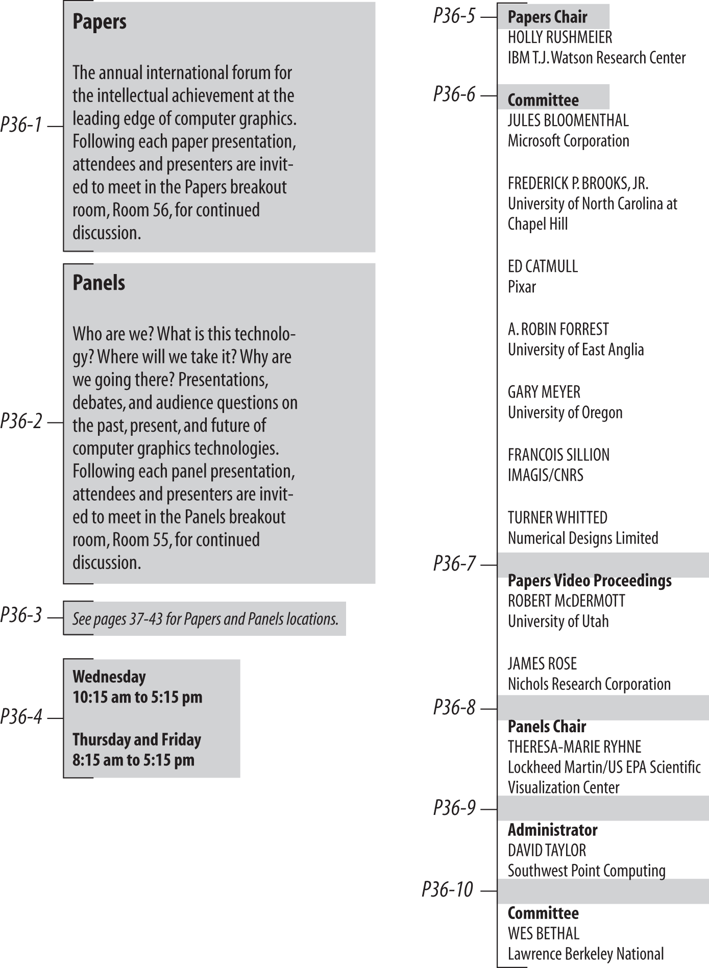 Chunks from a print brochure are tagged with unique identifiers (e.g., “P36–1”) so that they can be mapped out and inventoried