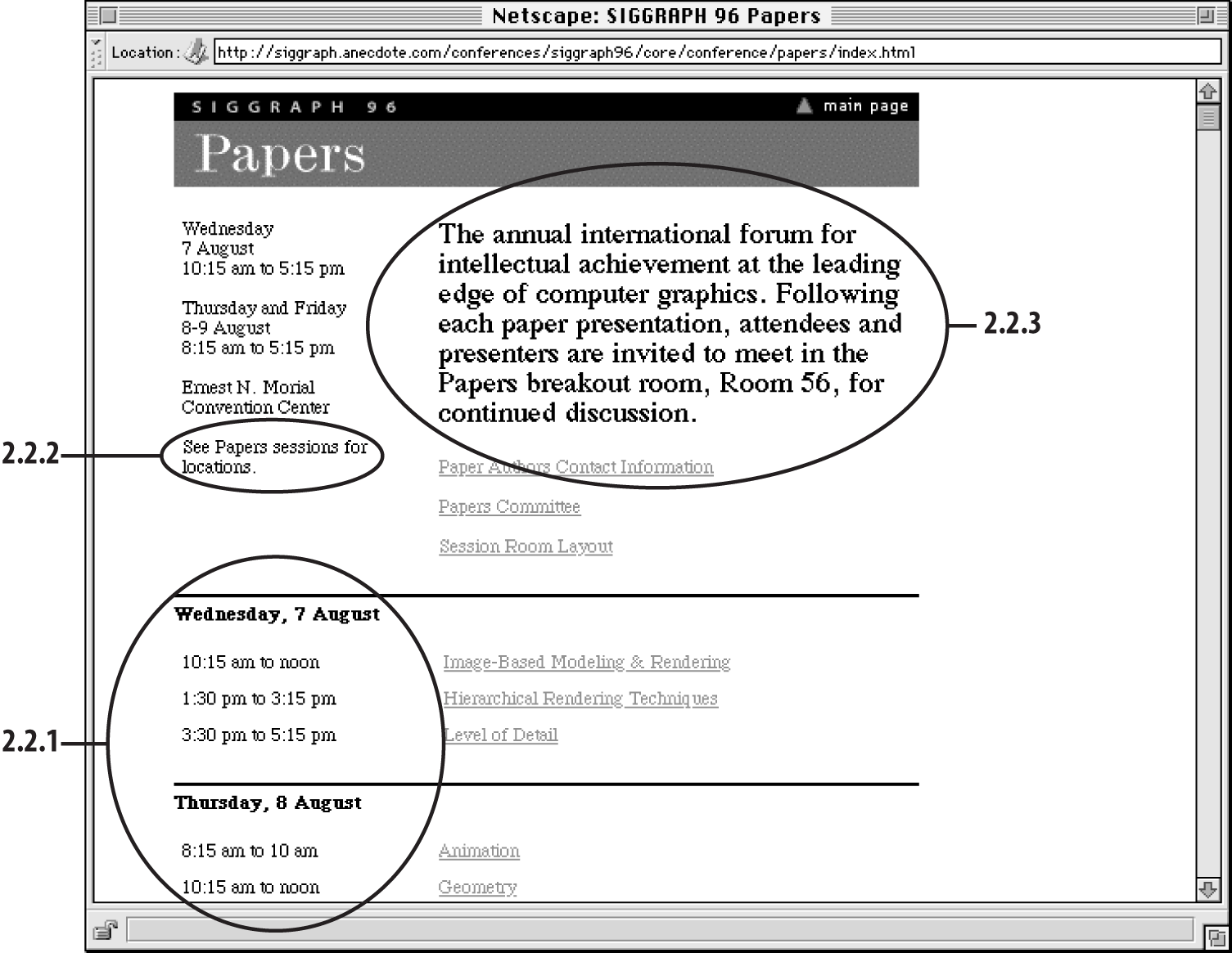 The web page produced by the content mapping process; P36–1 maps to 2.2.3, P36–3 maps to 2.2.2, and P36–4 maps to 2.2.1