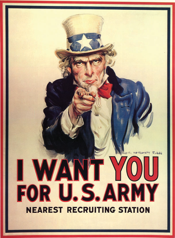 "I Want You" Uncle Sam poster from mid-1900s