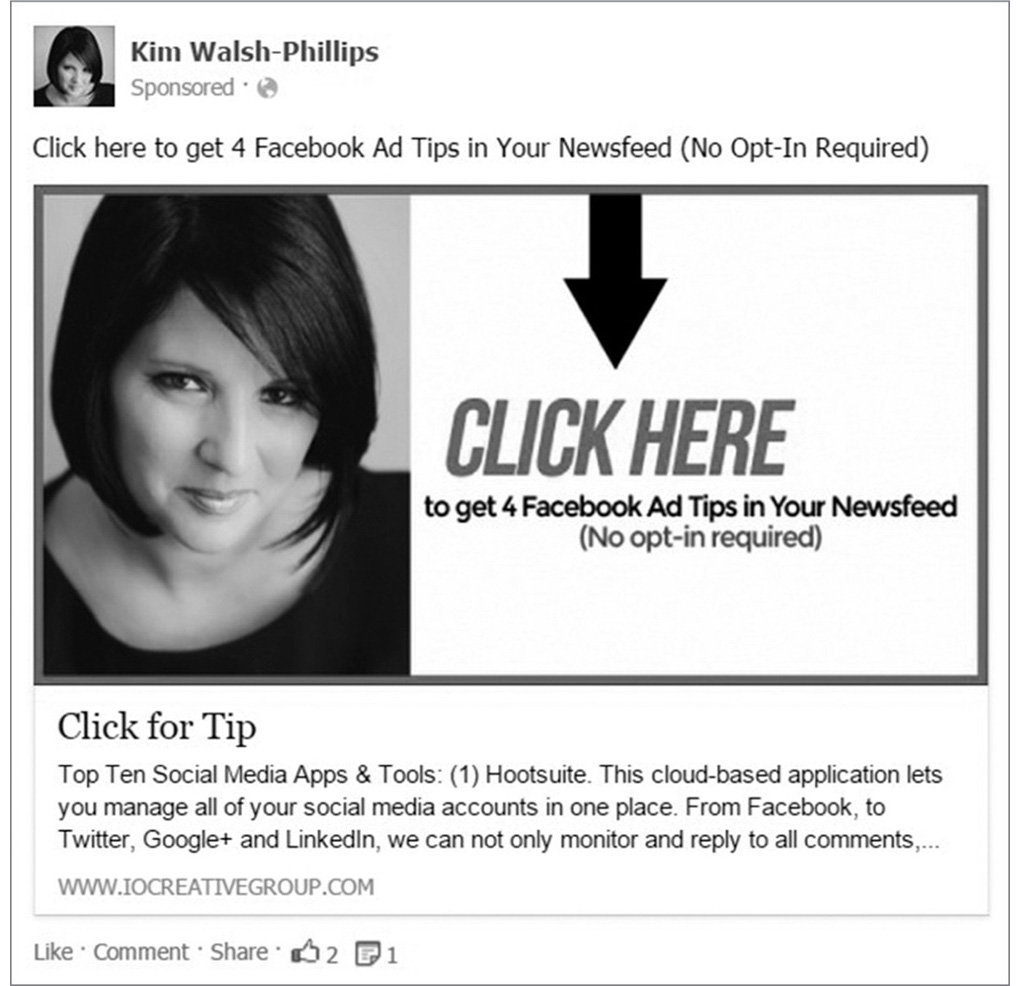 FIGURE 10.3: Facebook Ad Without Required Opt-In