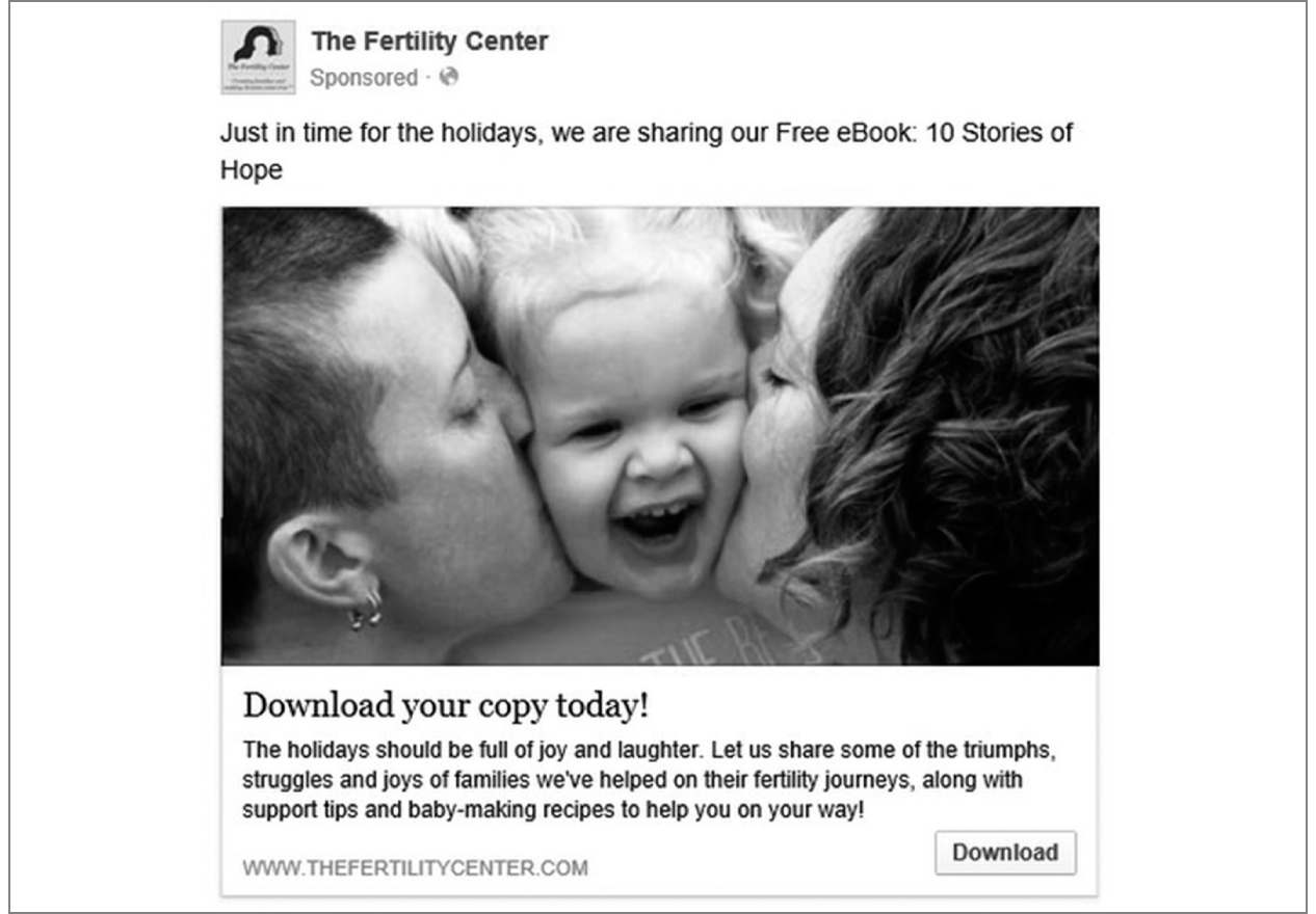 FIGURE 14.1: The Fertility Center Split Test Ad #1