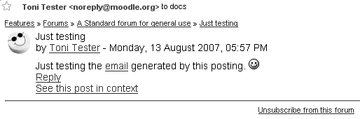 An emailed forum post