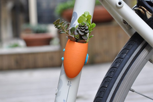 One of the bike planters in action