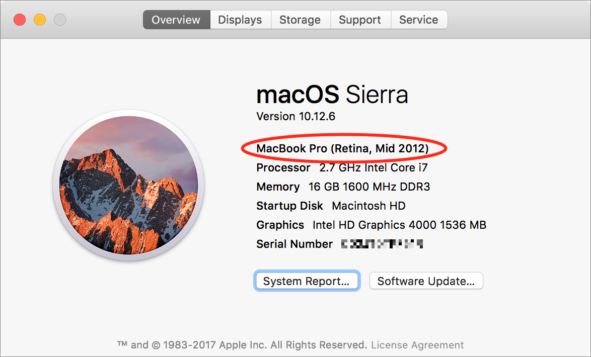 **Figure 1:** This window on Macs running Lion or later gives you the exact marketing name of your Mac model.