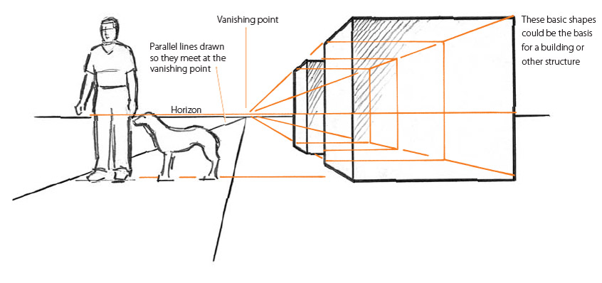 Dog's Eye Level, One-Point Perspective