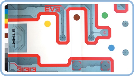 The mission pad. You’ll find the pad by carefully cutting the sleeve around the EV3 packaging (look for a dashed line and a symbol of a pair of scissors).