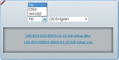 Selecting the operating system and language. The 01-10 in the filenames indicates that this is version 1.10. When you download the software, choose the newest version available.