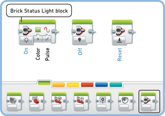 The three modes of the Brick Status Light block and their settings