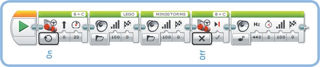 The OnOff program. Carefully configure the modes in the Move Steering blocks.