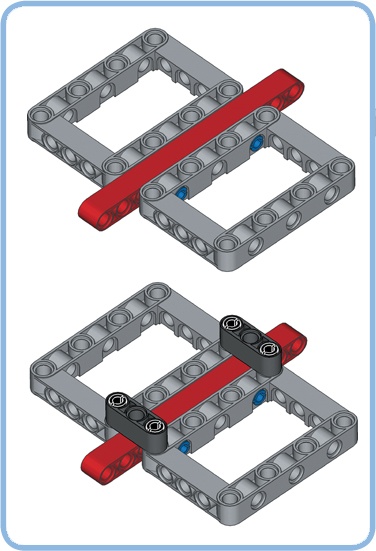 You can reinforce a structure with beams. Compare the strength of both structures by trying to pull the two frames apart. You should find that the structure on the bottom is much sturdier.