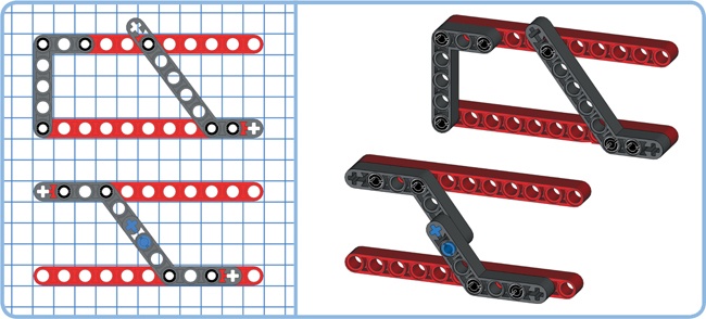 Two ways to use 53.13-degree angled beams while staying on the unit grid