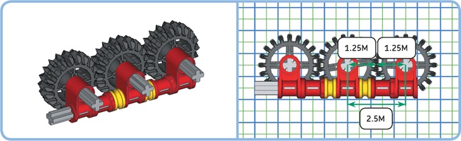 If the sum of the radii is a number between two whole numbers, you’ll have to use connector blocks to create a 0.5M offset, as discussed in Chapter 10.