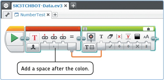 Configure a Text block and a Display block as shown and then select both blocks.